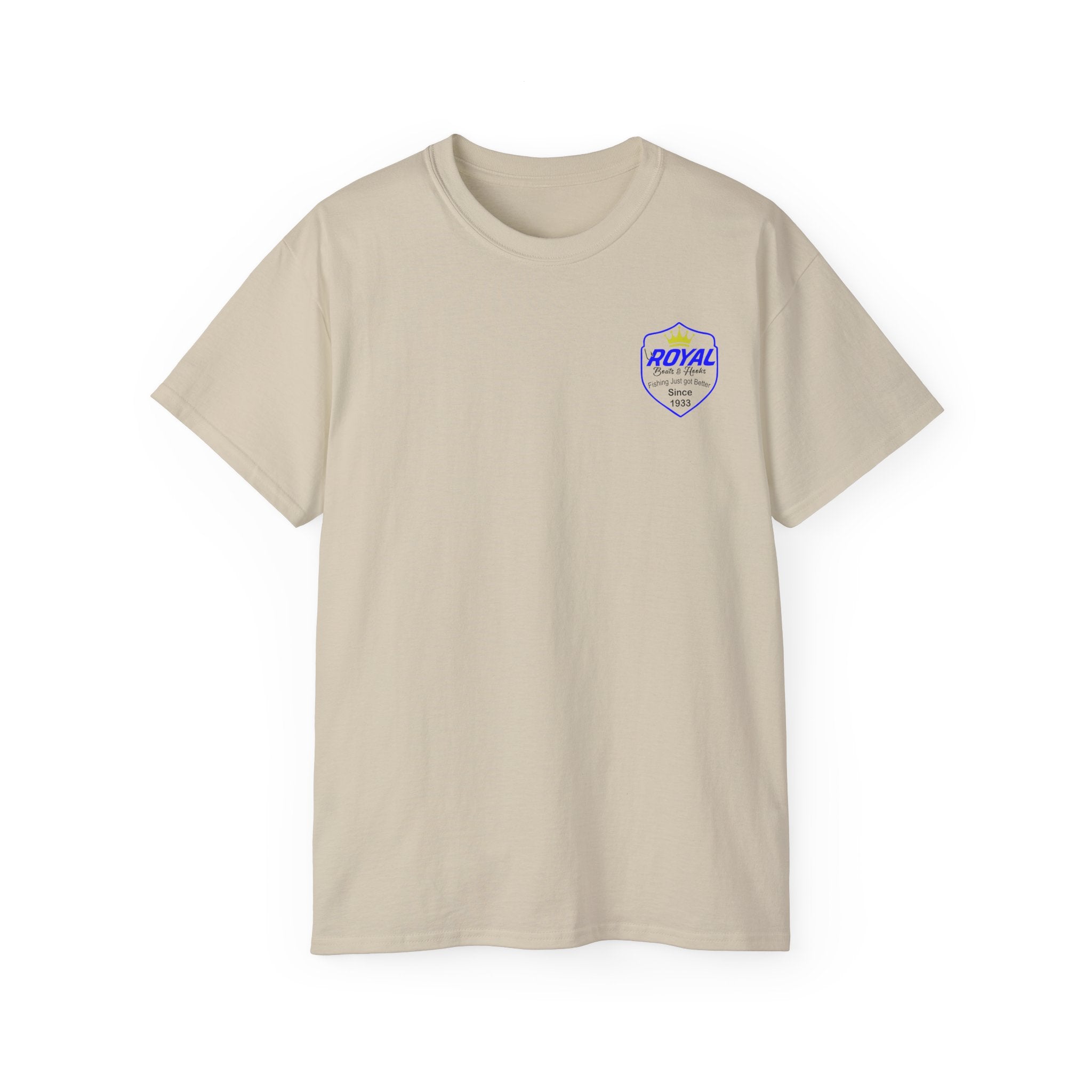 Blue Lettering Tee BOATS and HOOKS Gift for Anglers, Summer Apparel, Outdoor Activity Shirt, Casual Fishing Wear