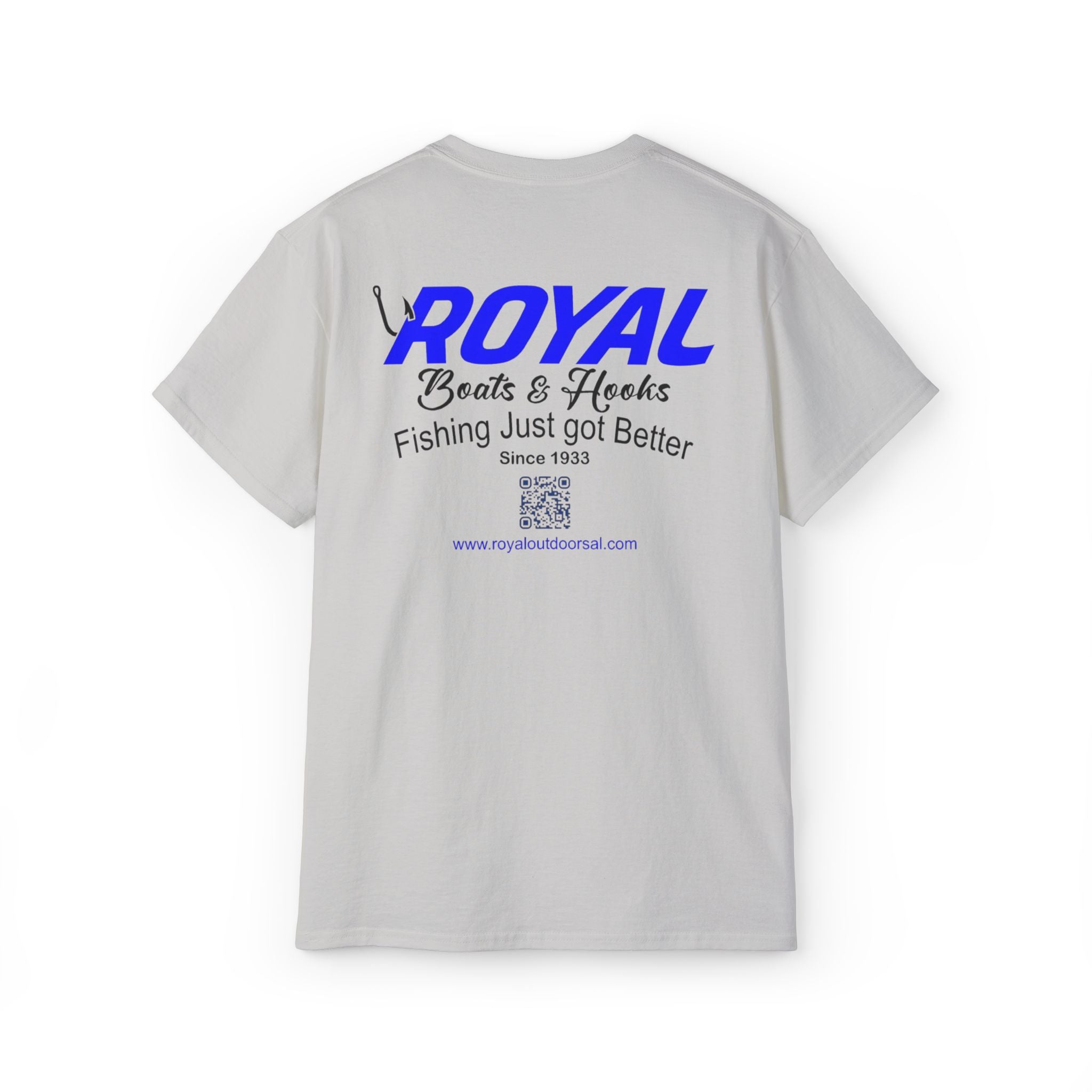 Blue Lettering Tee BOATS and HOOKS Gift for Anglers, Summer Apparel, Outdoor Activity Shirt, Casual Fishing Wear