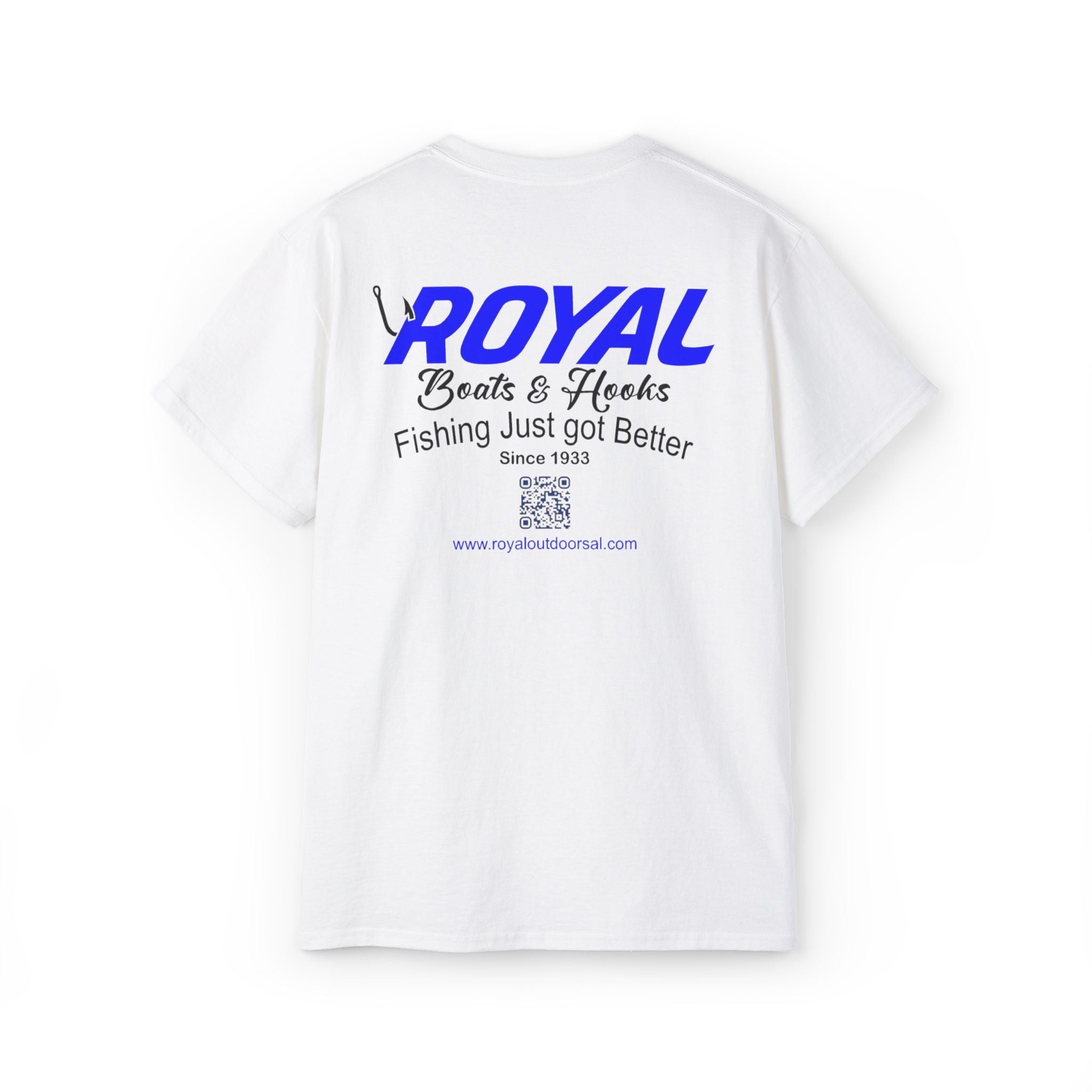 Blue Lettering Tee BOATS and HOOKS Gift for Anglers, Summer Apparel, Outdoor Activity Shirt, Casual Fishing Wear