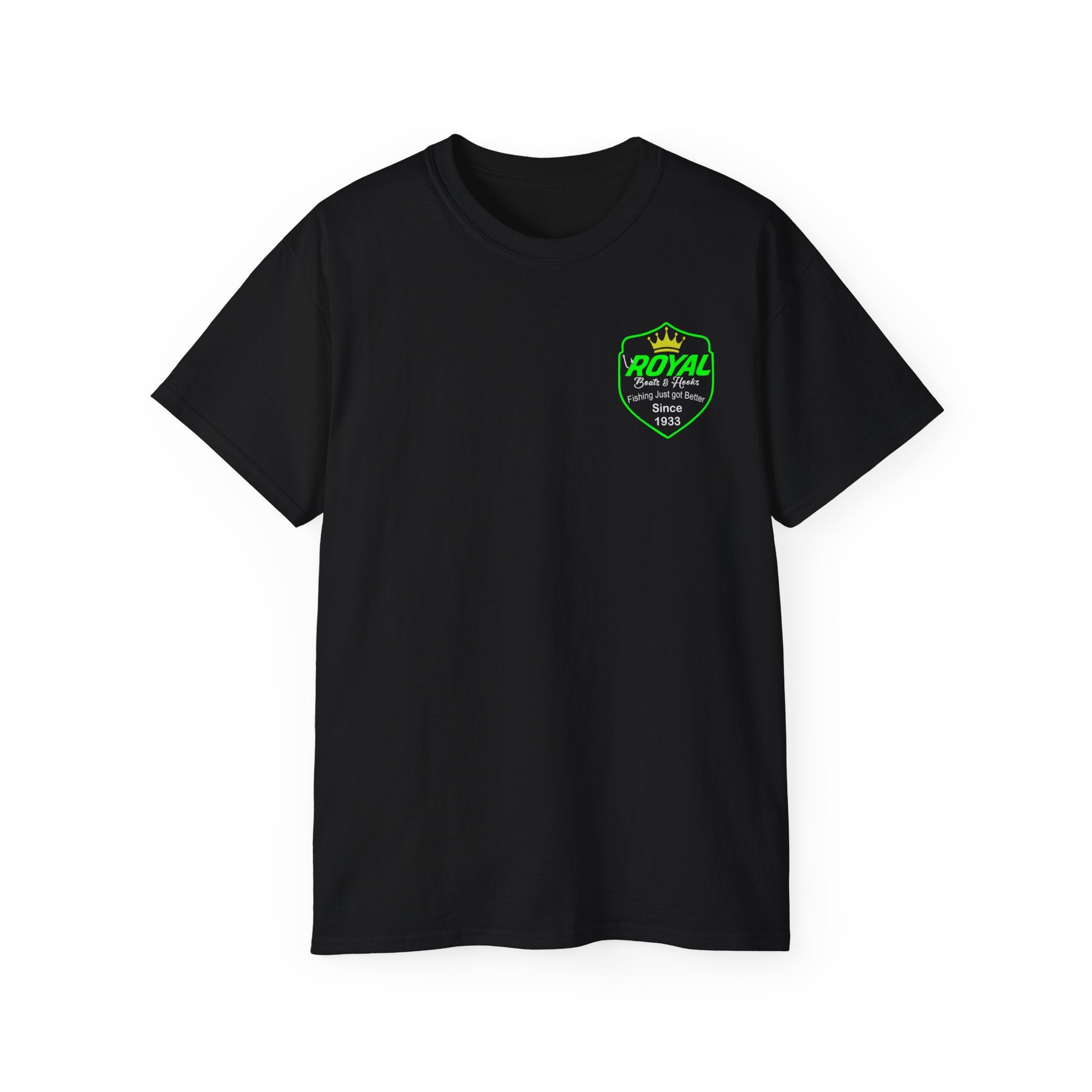 Blue Lettering Tee BOATS and HOOKS Gift for Anglers, Summer Apparel, Outdoor Activity Shirt, Casual Fishing Wear