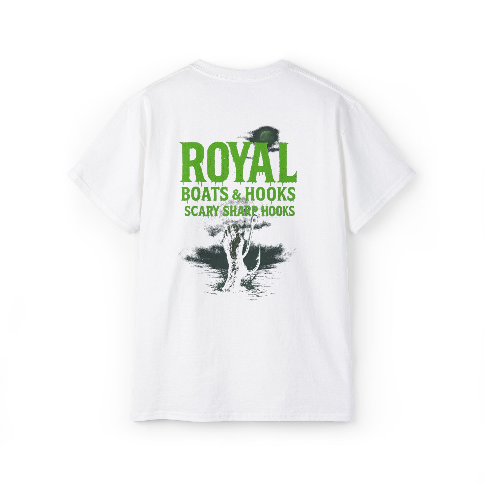 Halloween Foot T-Shirt Featuring BOATS and HOOKS Gift for Anglers, Summer Apparel, Outdoor Activity Shirt, Casual Fishing Wear