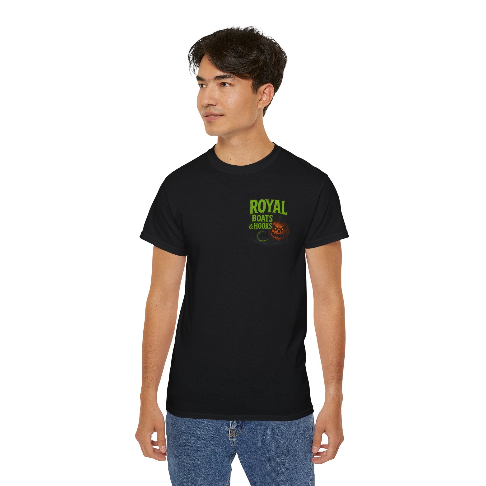Halloween Special T-Shirt Featuring BOATS and HOOKS Gift for Anglers, Summer Apparel, Outdoor Activity Shirt, Casual Fishing Wear