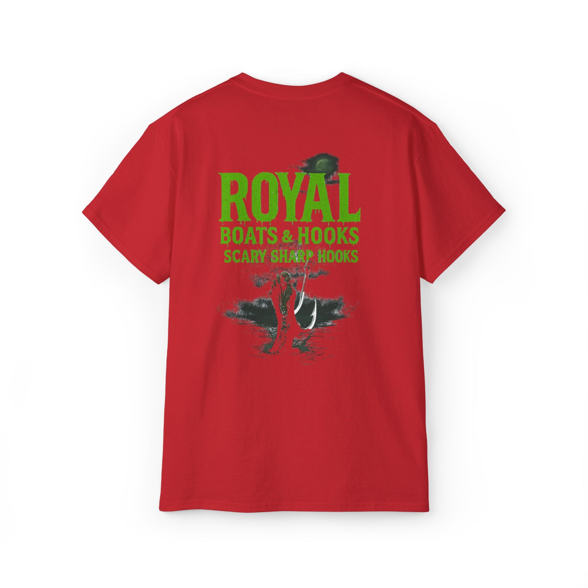Halloween Foot T-Shirt Featuring BOATS and HOOKS Gift for Anglers, Summer Apparel, Outdoor Activity Shirt, Casual Fishing Wear
