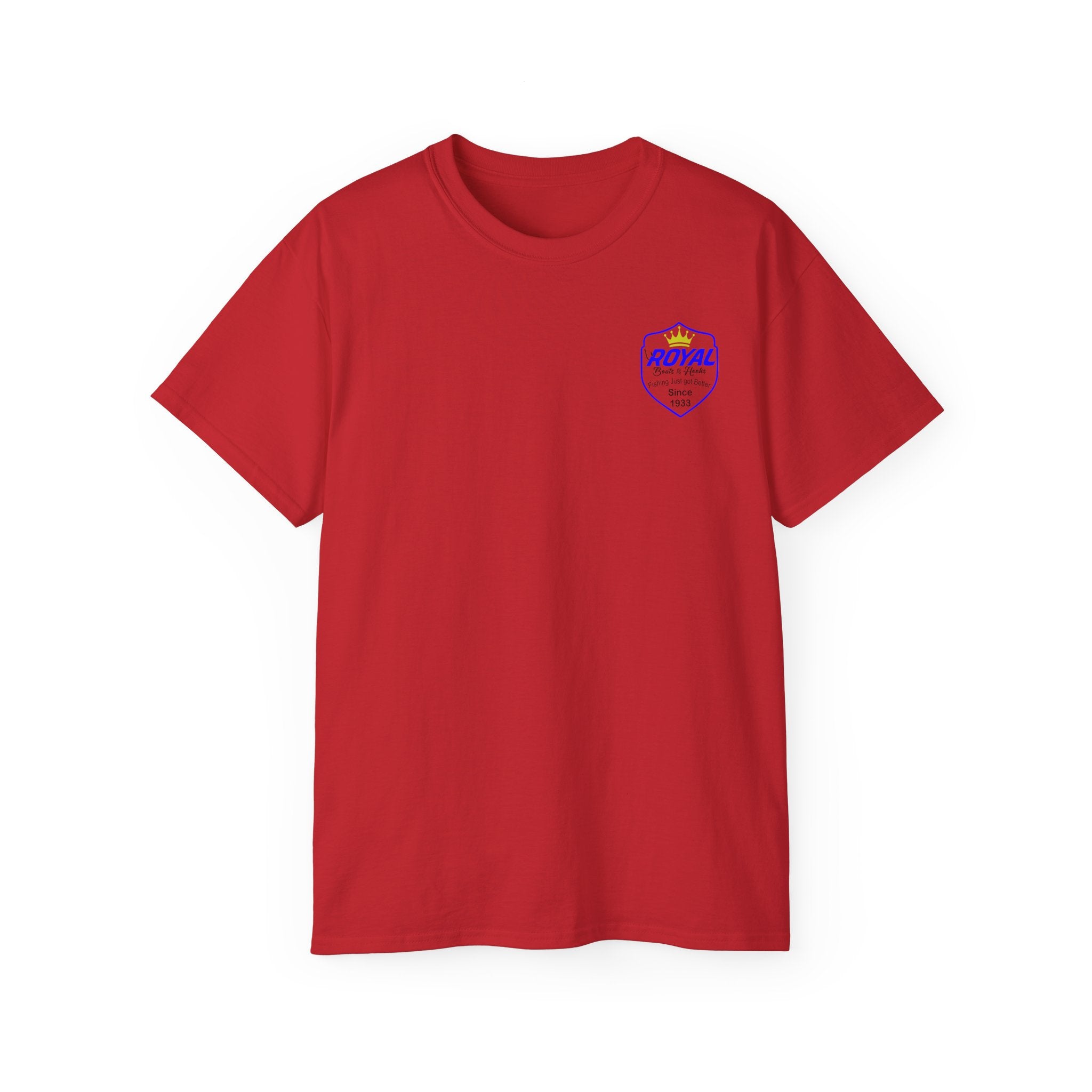 Blue Lettering Tee BOATS and HOOKS Gift for Anglers, Summer Apparel, Outdoor Activity Shirt, Casual Fishing Wear
