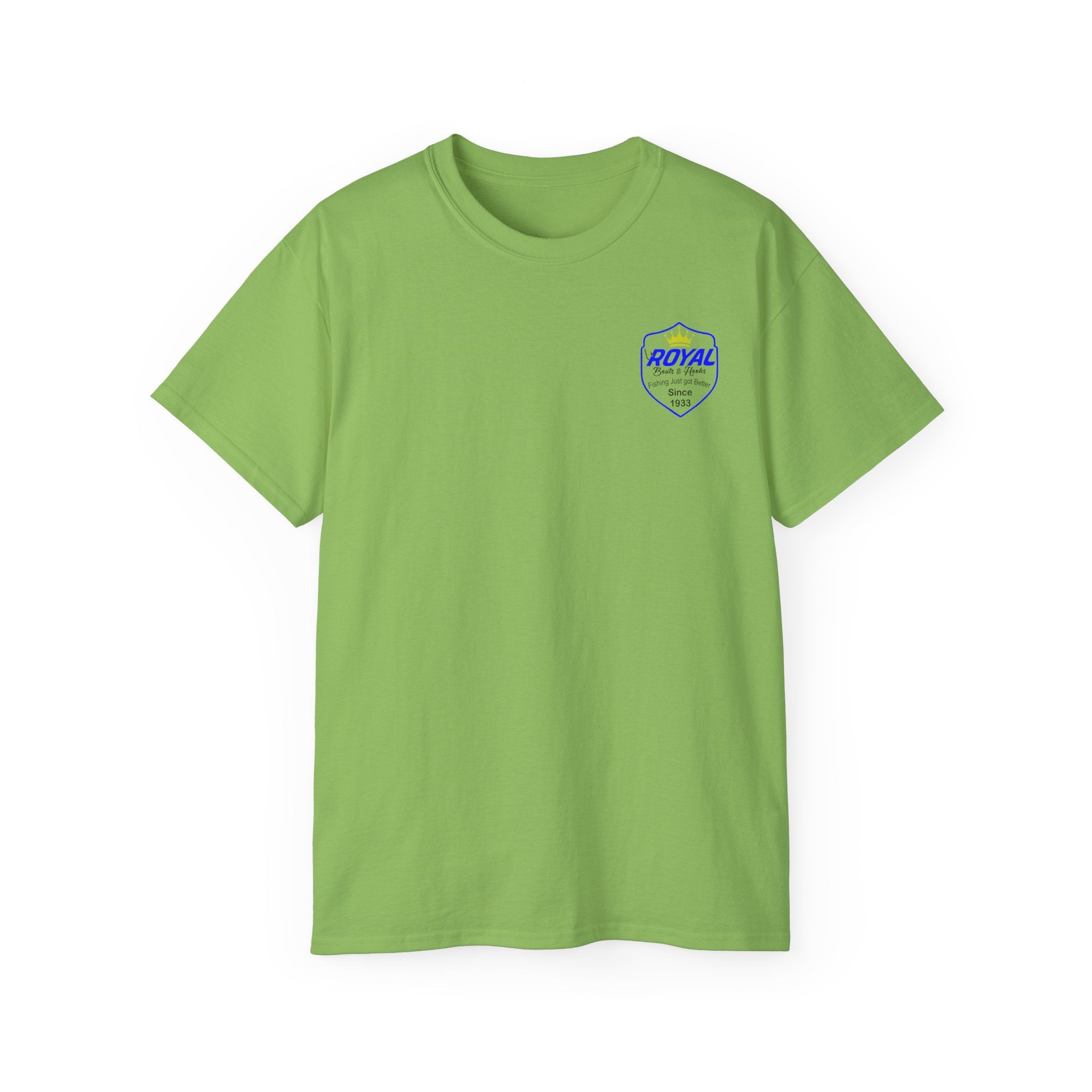Blue Lettering Tee BOATS and HOOKS Gift for Anglers, Summer Apparel, Outdoor Activity Shirt, Casual Fishing Wear