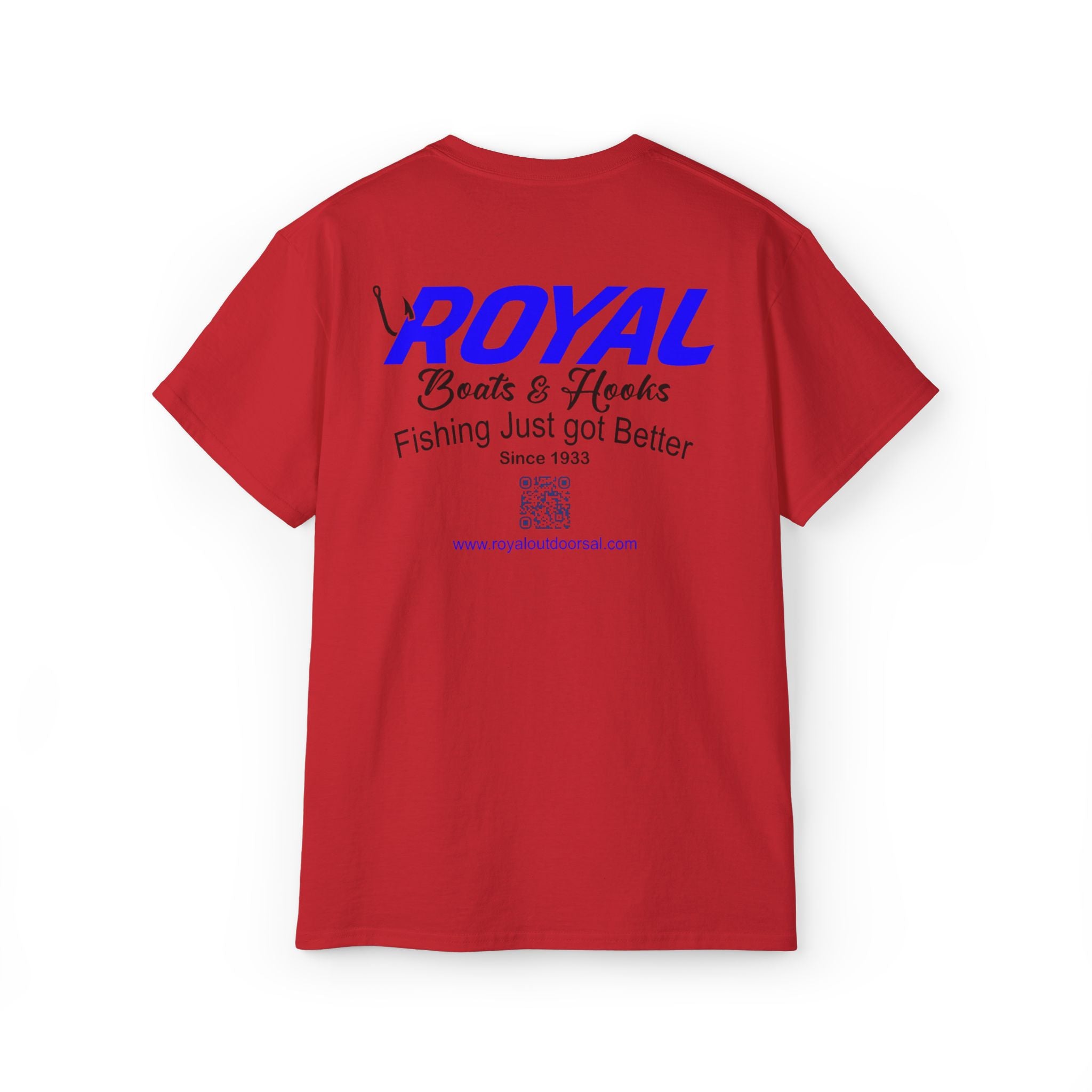 Blue Lettering Tee BOATS and HOOKS Gift for Anglers, Summer Apparel, Outdoor Activity Shirt, Casual Fishing Wear