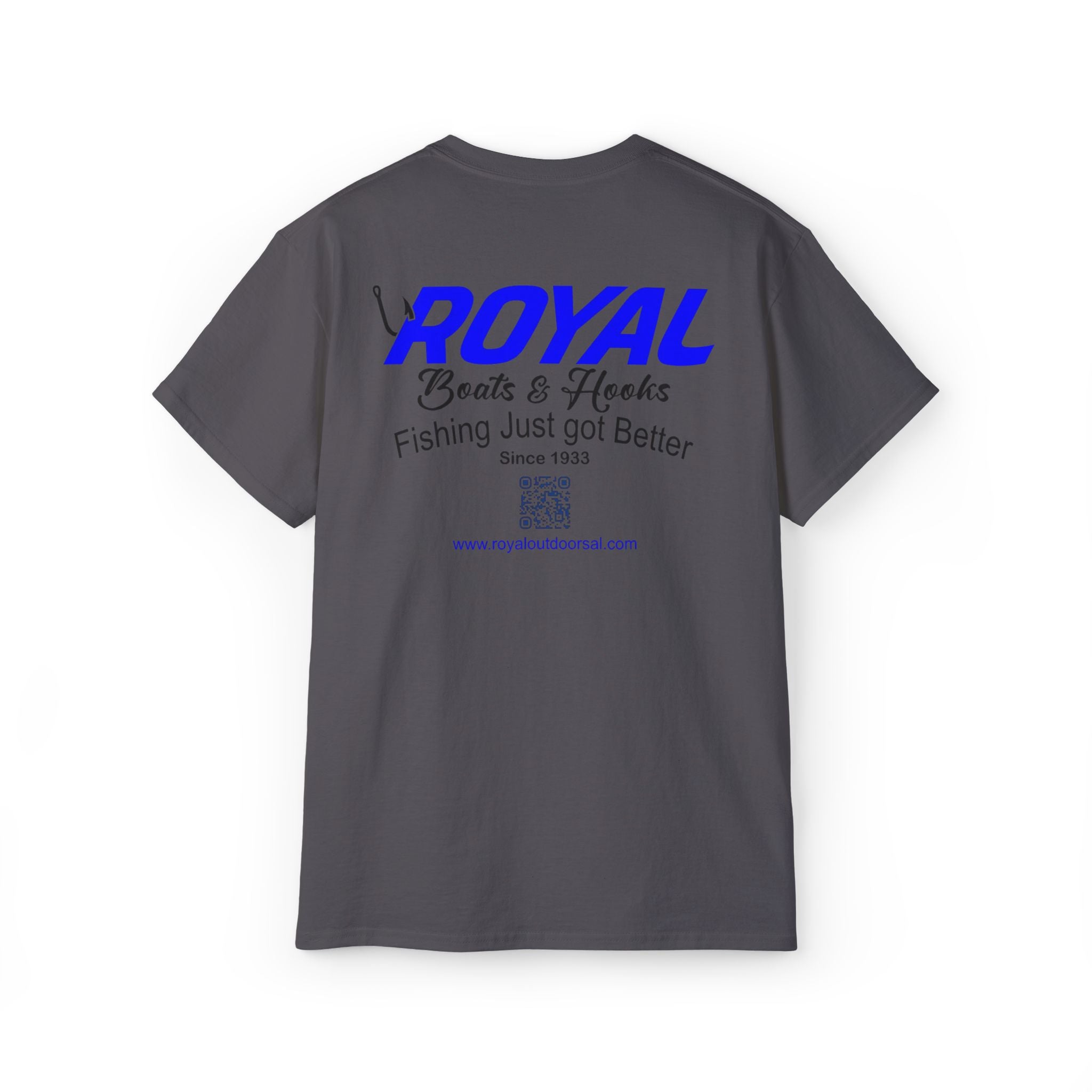 Blue Lettering Tee BOATS and HOOKS Gift for Anglers, Summer Apparel, Outdoor Activity Shirt, Casual Fishing Wear