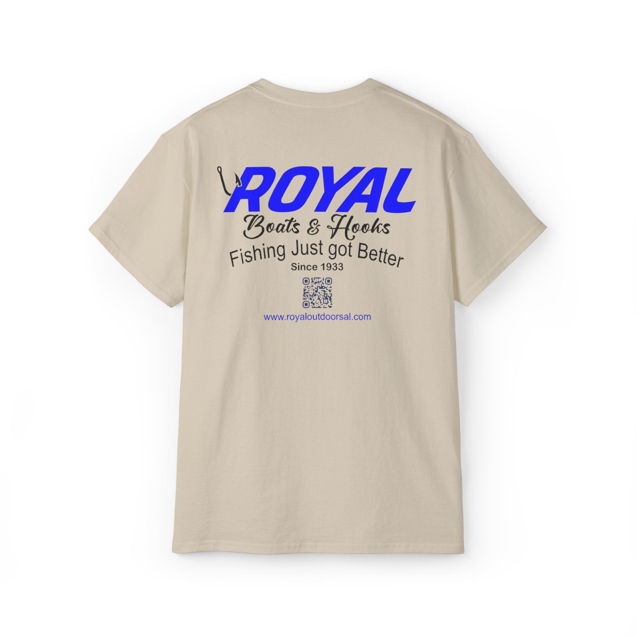 Blue Lettering Tee BOATS and HOOKS Gift for Anglers, Summer Apparel, Outdoor Activity Shirt, Casual Fishing Wear