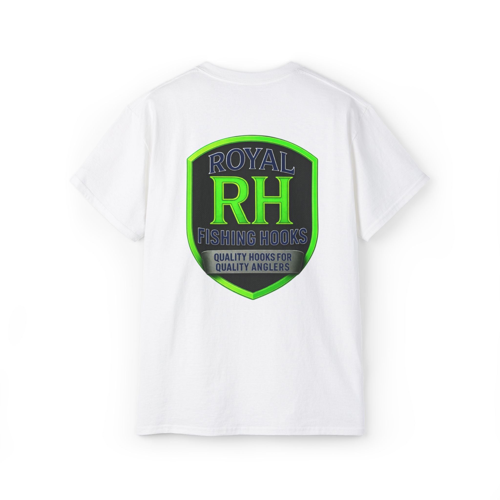 Green Shield T-Shirt Featuring BOATS and HOOKS Gift for Anglers, Summer Apparel, Outdoor Activity Shirt, Casual Fishing Wear