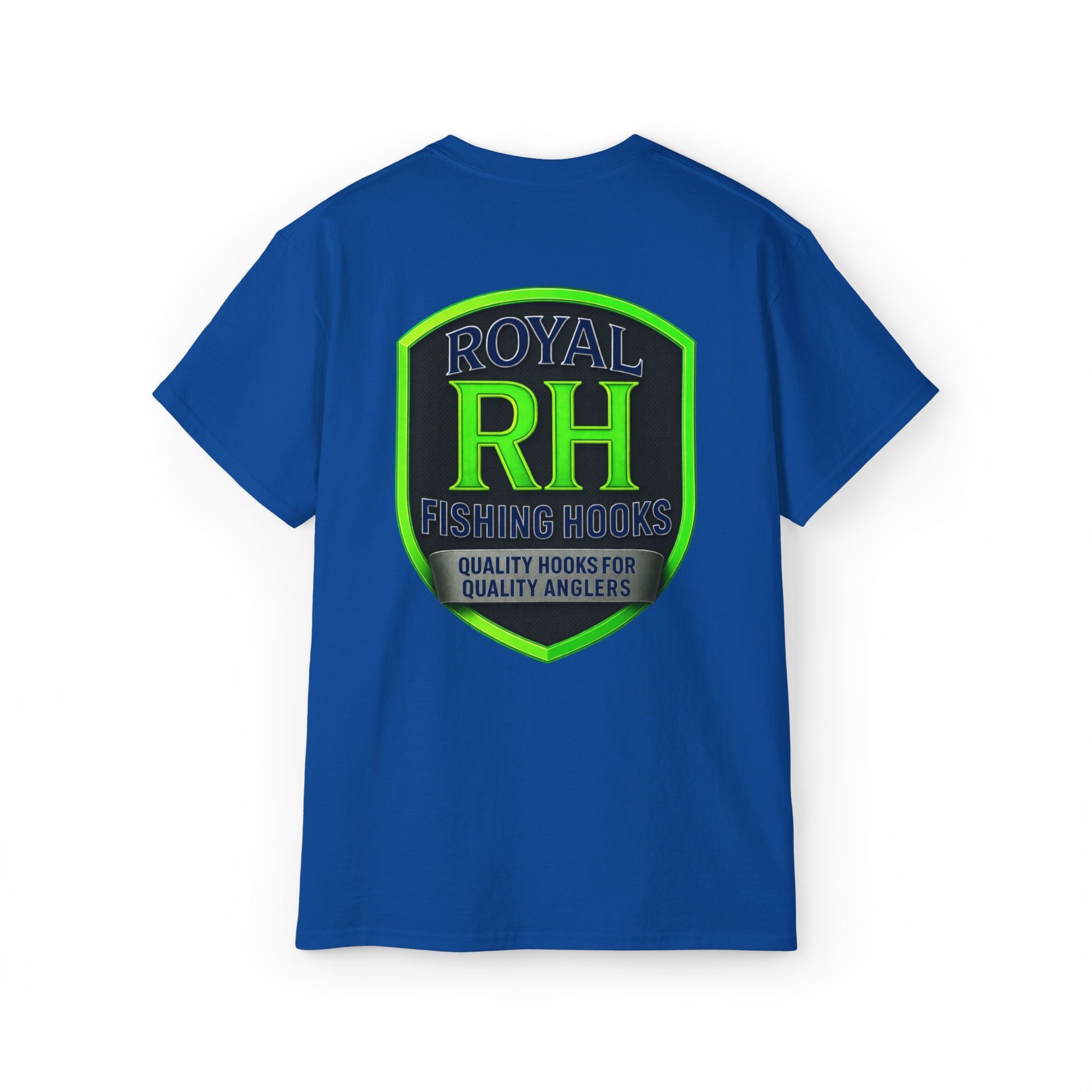 Green Shield T-Shirt Featuring BOATS and HOOKS Gift for Anglers, Summer Apparel, Outdoor Activity Shirt, Casual Fishing Wear