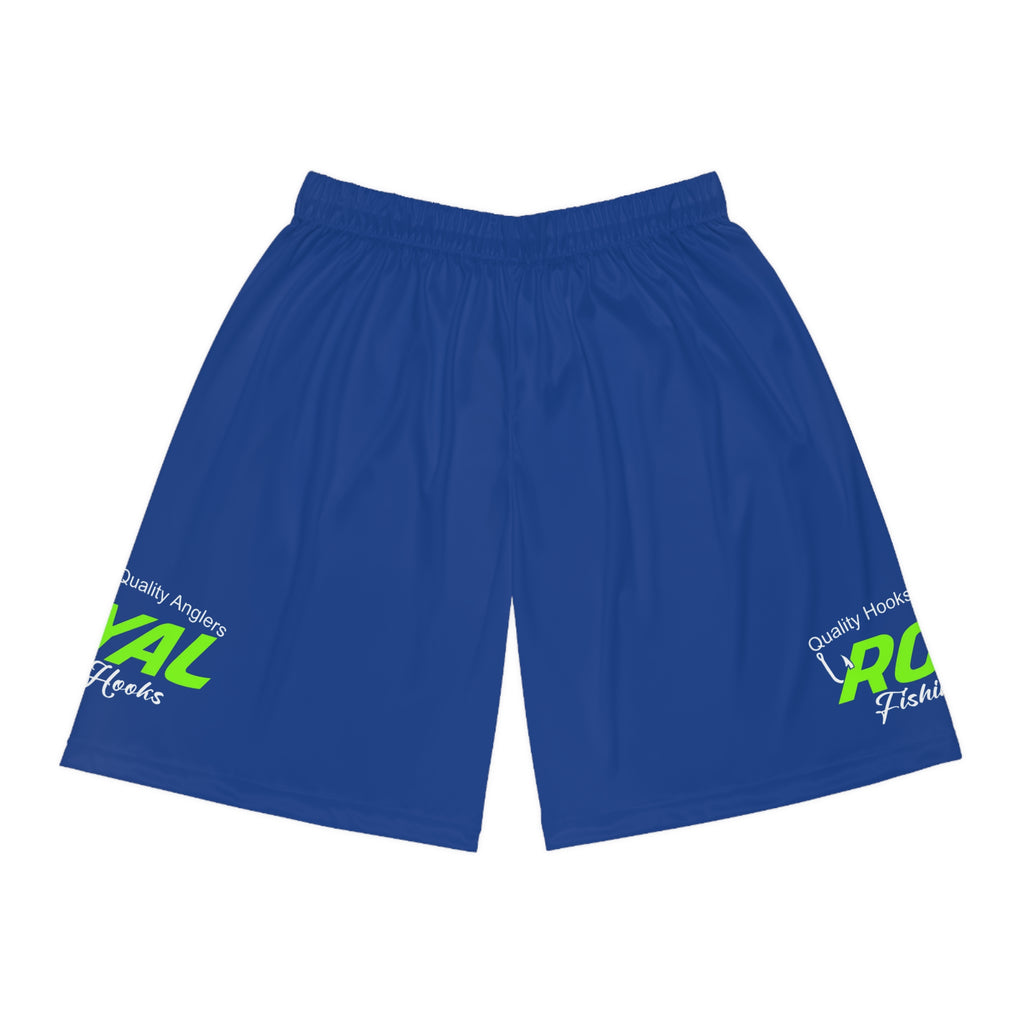BLUE Fishing Logo Basketball Shorts — Royal Fishing AOP Athletic Shorts