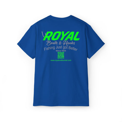 Blue Lettering Tee BOATS and HOOKS Gift for Anglers, Summer Apparel, Outdoor Activity Shirt, Casual Fishing Wear