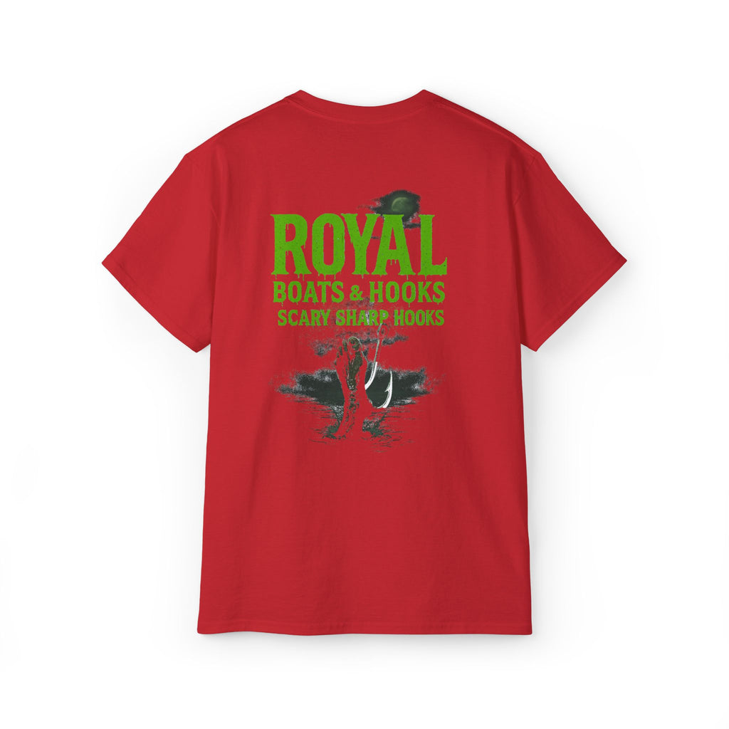Halloween Foot T-Shirt Featuring BOATS and HOOKS Gift for Anglers, Summer Apparel, Outdoor Activity Shirt, Casual Fishing Wear