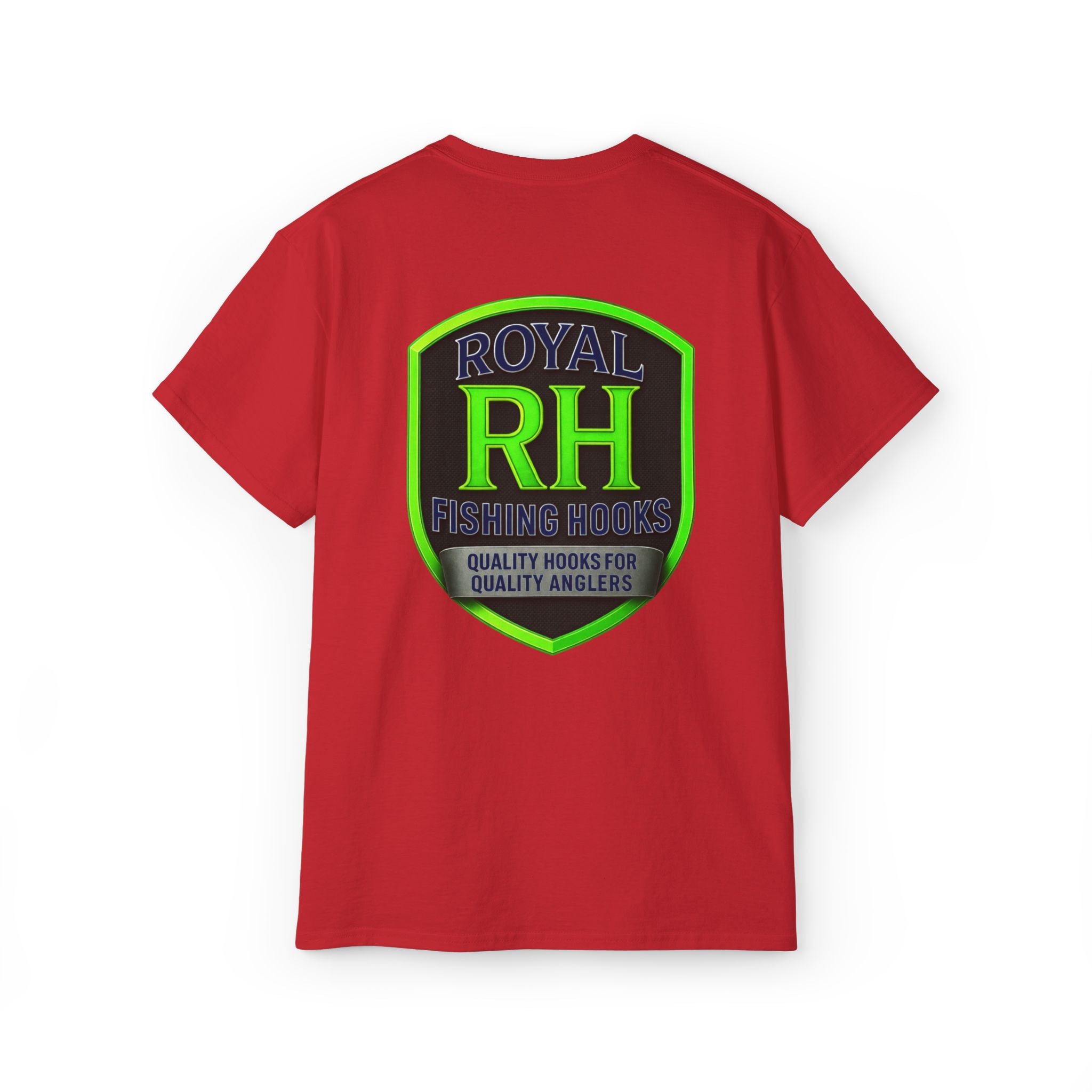 Green Shield T-Shirt Featuring BOATS and HOOKS Gift for Anglers, Summer Apparel, Outdoor Activity Shirt, Casual Fishing Wear