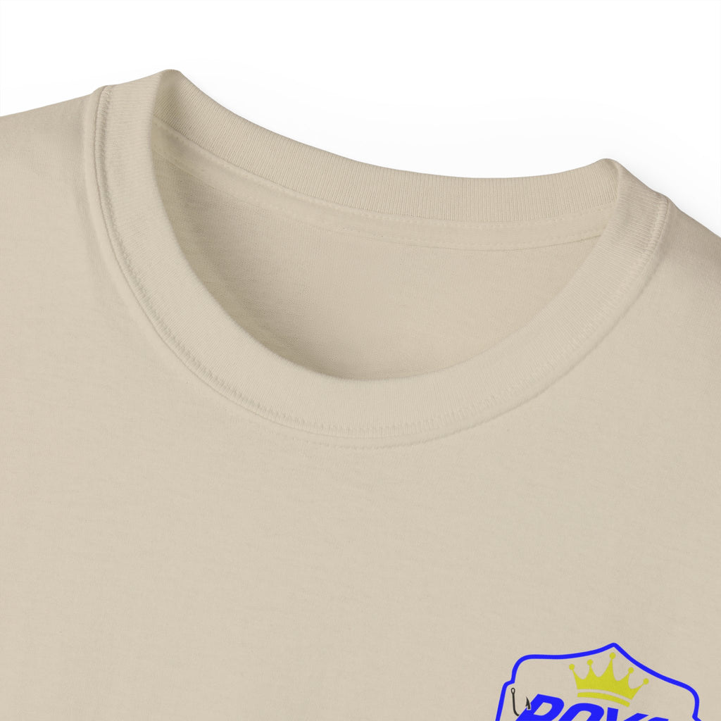 Blue Lettering Tee BOATS and HOOKS Gift for Anglers, Summer Apparel, Outdoor Activity Shirt, Casual Fishing Wear