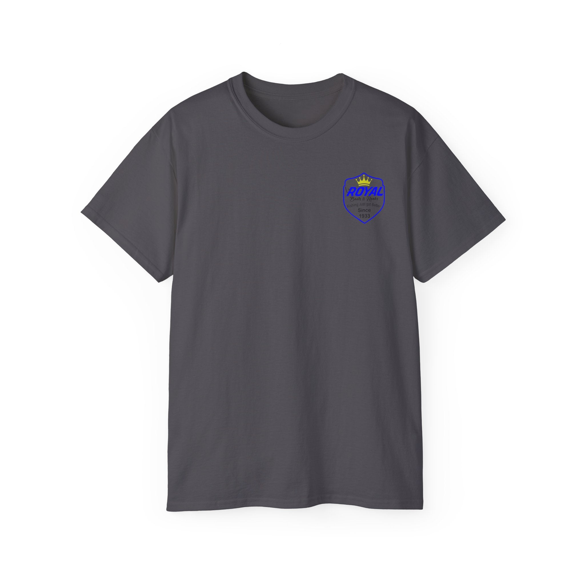 Blue Lettering Tee BOATS and HOOKS Gift for Anglers, Summer Apparel, Outdoor Activity Shirt, Casual Fishing Wear