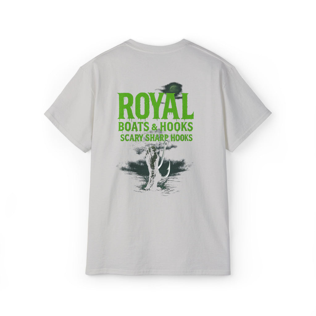 Halloween Foot T-Shirt Featuring BOATS and HOOKS Gift for Anglers, Summer Apparel, Outdoor Activity Shirt, Casual Fishing Wear