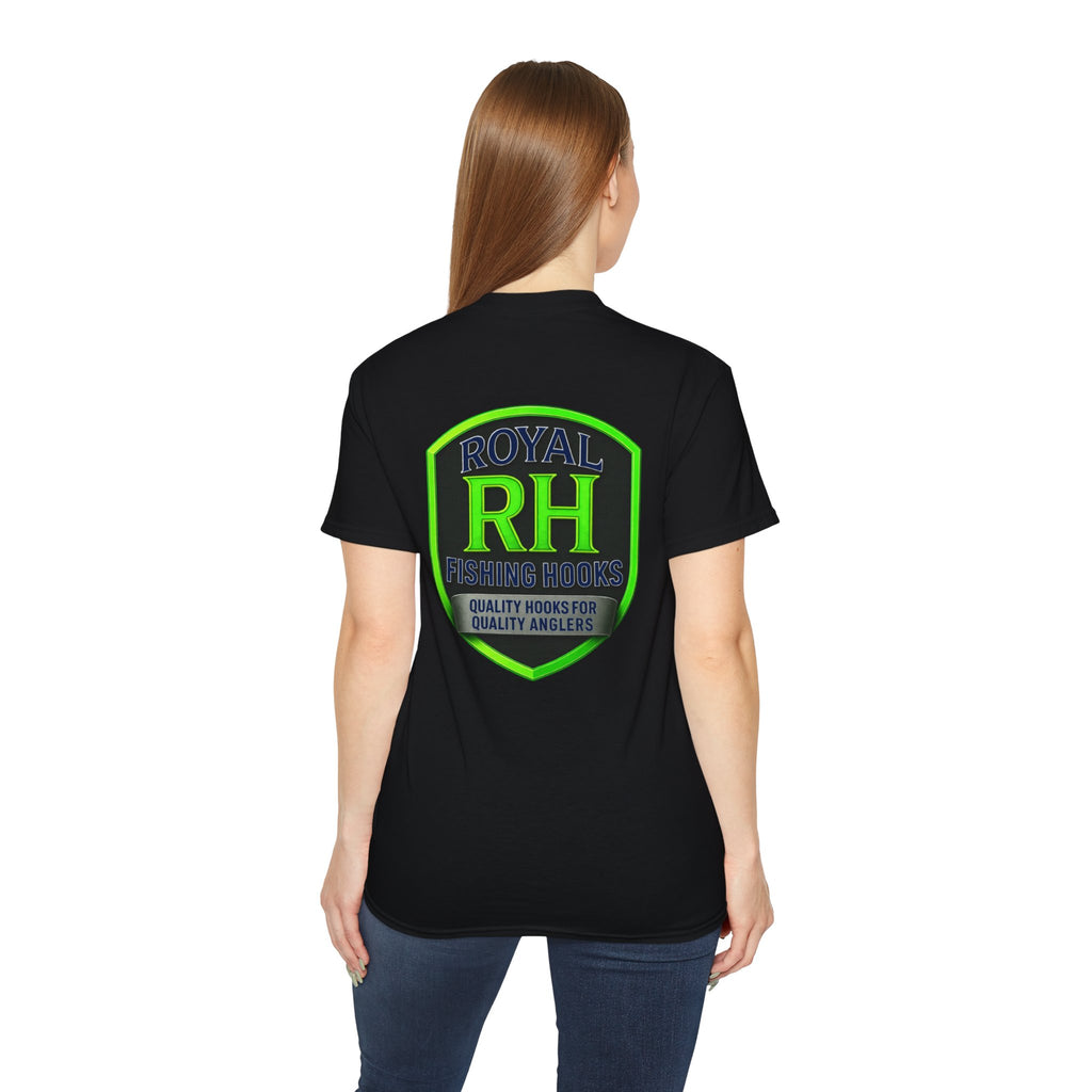 Green Shield T-Shirt Featuring BOATS and HOOKS Gift for Anglers, Summer Apparel, Outdoor Activity Shirt, Casual Fishing Wear