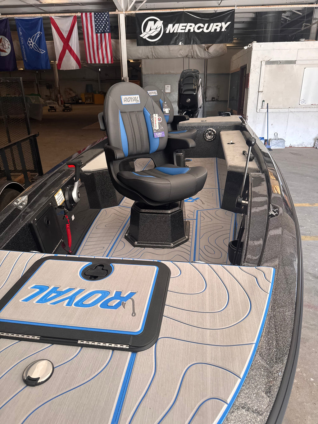 DEPOSIT on Royal 169SS Stick Steering Fiberglass Fishing Boat Black and Blue
